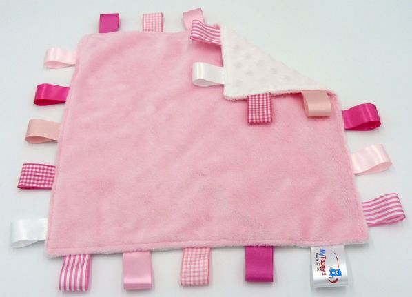 Pink taggie hot sale blanket